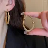 Hoop Earrings Gold Plated Water Drop Oval Geometric For Women Stainless Steel Mesh Link Earring Vintage Luxury Designer Jewelry