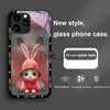 Obudowy telefonu komórkowego Nowy kreskówka Rabbit Animal Element dla iPhone'a 14 13 12 11 Pro Max XS XR 7 8 Plus 2020 SE Metallic Paint Glass Phone Case X0731