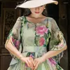 Robes décontractées français Vintage Slim imprimé fleuri Midi vacances robe de princesse élégante fête fée grande balançoire femmes printemps 2023 été