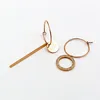 Hoop Earrings Fashion Stainless Steel Crystal Circle Round Good Luck Letter Rose Gold Color Women Party Wedding Gift