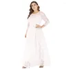 Casual Jurken Maxi Voor Vrouwen 2023 Plus Size Vrouwen Avondjurk Driekwart Mouw Lange Rok Midden-oosten Swing kant Kleding