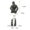 장식용 물체 인형 인형 3D 벽을 통한 3D 조각 조각 수지 모방 구리 추상 문자 장식 동상 거실 홈 장식 매달려 230729