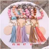 Keychains Lanyards Sile Key Ring Armband Pärled Wrislet Keychain Portable House Car Keys Holder Wristlet Wrist for Women Bangle Cut OT94G