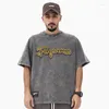 Magliette da uomo Nice Washed Good Quality Oversize Vintage T-Shirt Uomo 3D Ricamo Lettere Camicia da donna Fashion Tee Abbigliamento da uomo