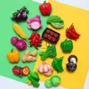 Fridge Magnets 3D simulation vegetable fruit fridge magnets message post Pepper mushroom magnet decoration Tomato onion refrigerator stickers x0731