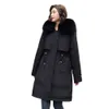 女性の毛皮のフェイクファー2022新しい冬用ジャケットレディースパーカーロングコートウール裏地フード付きパーカー
