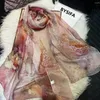 Foulards BYSIFA| Foulard en mousseline de soie à fleurs roses printemps été mode femmes Long Foulard hiver marque châles