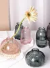 Vases Nordic Embossed Glass Vase Colorful Mini Pumpkin Terrarium Container Flower Bottle Cute Room Home Decoration Accessories 230731