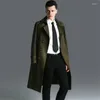 남자 트렌치 코트 2023 레트로 패션 남성 스프링 가을 남성 스웨이드 옷 슬림 딱지과 코트 긴 소매 캐주얼 재킷