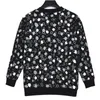 Psychedelic Flower Embroidered Varsity Blouson Zipped Hoodie Faces Windbreaker Painted Dots Down Baseball Uniform Jacket 1AB FV89