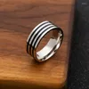 Alianças de casamento 8 mm de aço inoxidável simples feminino anel listrado preto ponta do dedo masculino moda casal punk joias presente