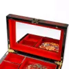Luxo Pingyao caixa de maquiagem chinesa retrô anel colar multicamadas joias de madeira Caixa de alta qualidade armazenamento de joias de casamento de noiva 329Y