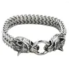 Armreif Edelstahl Herrenarmband Wikinger Wolf Fenrir Wölfe Kopf Stärkere Kraft Nordische Armbänder Kubanische Kette Trend