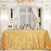 テーブルクロスグリッタースパンコールテーブルクロス長方形のテーブルカバー結婚式の誕生日パーティーのためのローズゴールドテーブルクロスホームデコレーションカスタムサイズR230726