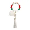 Favore di partito Regalo di Natale Silicone Braccialetto di perline di Natale Palla di pelo Ciondolo Polso Portachiavi Nappa di cartone animato Portachiavi Accessori moda Q374