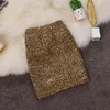 Skirts Fashion Autumn Bling Women Gold Sequin Mini Skirt OL Bodycon Pencil Short Wrap Streetwear Party Simple Spring