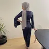 Etnik Giyim Moda Müslüman Elbise Kadın Abaya Dubai Türkiye Pullar Düz Renk Dantel Up Uzun Kollu Hanka Elbiseler Kaftan Robe Elegante