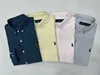 2024 Spring och Autumn Solid Color Little Horse Boy Pauls Långärmad bomullsskjorta Business Stripe Casual Mens Oxford Textil Polo 6999ESS