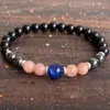 MG1846 8 MM AAA Grade Blue Kyanite Sunstone Black Tourmaline Bracelet Womens Negative Energy Protection Wrist Mala