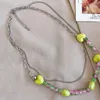 Braccialetti con ciondoli Harajuku Dopamina Y2K Collana girocollo a cuore Set di gioielli di moda Set di perline di vetro carino rosa elasticizzato per le donne