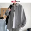 Camisas Casuais Masculinas LAPPSTER Moda Coreana Camisas Brancas de Manga Longa Masculinas Harajuku Camisas Grandes Pretas Masculinas Camisas de Abotoar Blusas 5XL 230729