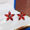 Stud Earrings Huitan Delicate Flower With Shiny CZ 5 Colors Available Fancy Earring Accessories For Women Statement Jewelry Gift