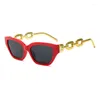 Lunettes de soleil QULSKVIPER chaîne en métal Hip Hop Europe Amérique transfrontalier oeil de chat petit cadre hommes et femmes lunettes de soleil