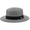 Cappelli a tesa larga M Lettera Round Flat Top Cappello da spiaggia in paglia Lady Boater Cappellini da sole Panama Fedora Cappellino da viaggio da donna