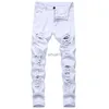 Men's Jeans New Arrival Men's Cotton Ripped Hole Jeans Casual Slim Skinny White Jeans Men Trousers Fashion Stretch Hip Hop Denim Pants Male J230728