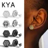 Hip Hop Homme Earrings for Men Cross Imprint Iced Out AAA+ Cubic Zirconia Gold Color Piercing Ear Stud Cool Jewelry Women