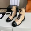 Женские сапоги дизайнеры лодыжки сапоги сапоги и кожа Martin Boot Black White Anti Slip Устойчивость