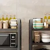 Rack di stoccaggio cuciti da cucina a 5 livelli Armadietto da pavimento a pavimento Frigorifero per microonde multistrato cucito