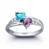 Yizhan подарка на день рождения индивидуальные персонализированные кольца родийного камня гравированные обетованные сердечные кольца для ее 925 серебряного имени 196G