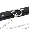 Choker Chokers 2023 Black Sexy Vegan Punk Harajuku Goth Collar Chain Traction Necklace Leather Bondage Cosplay Party Jewelry