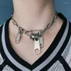 Choker Punk Metal dragkedja huvudstift halsband för män kvinnor coola mörk kreativ 2023 trend smycken hip hop gata tillbehör