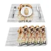 Chemin de Table 4/6 pièces ensemble tapis Golden Retriever chien planche de bois imprimé serviette cuisine accessoires maison fête napperons décoratifs