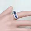 Bröllopsmycken sätter naturligt blå kubik zirkoniumvit CZ -uppsättning kvinnor 925 Sterling Silver Earring Pendant Necklace Ring 230729