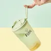 Tumblers 600 мл Портативные летние холодные напитки шейкер -бутылка Утечка Утечка для фитнес -тренировок Смешанная чашка со соломенной шейкерутором 230731