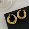 Boucles d'oreilles pendantes à la mode en or 18 carats torsadé lisse circulaire cerceau de luxe femmes bijoux fête de créateur