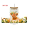 Window Stickers 3D UV DTF Transfers 16oz Cup Wrap Cow Bird Lion Animals Printed For DIY Glass Ceramic Metal Leather Etc. D1715