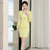 Tvådelt klänning formella enhetliga stilar kvinnliga affärsdräkter med kjol och jackor kappa för damer kontorsarbete bär professionella blazers set