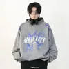 Erkek Hoodies Fashion Velvet Kalınlaştırılmış Süet Graffiti Baskılı Kazak Çift Sonbahar Kış Kışlı Kapüşonlu Yüksek Sokak Gevşek Üst Erkek Giysiler