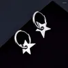 Dangle Earrings Trend 2023 Kpop Pentagram For Women Fashion Aesthetic Silver Color Star Earring Man Hip Hop Statement Girl Jewelry Gift