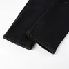 Jeans masculino preto desgastado calça skinny rasgada streetwear de alta qualidade jeans fino