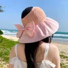 Berets 2023 Koreanische Hut Weibliche Farbe Kleber Geprägte Bogen Knoten Sommer Hohl Top Sonne Outdoor Reise