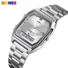 Altri orologi SKMEI 1612 Silver Women Men Watch Square Steel Waterproof Digital Dual Time Orologi sportivi Famale Colocks relogio vintage J230728