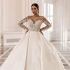 Luxe Arabisch Dubai Kralen Kristallen Baljurk Trouwjurken 2022 Vestido de Noiva Soft Tulle Lange Mouwen Wedding Bridal Gowns259A