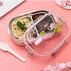 Ящики для ланча детская мультфильм Bento коробка милая детская из нержавеющая сталь.