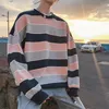 Mannen Truien 2023 Mannen Oversized Gestreepte Sweatshirts Lange Mouw O-hals Sweatshirt Lente Hiphop Streetwear Losse Hoodie Vrouwen Tops