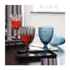 Verres à vin Gobelets en verre vintage en relief à tiges assorties colorées pour boire de l'eau jus de boisson 064527 Drop Delivery Home Garde Dhmzb